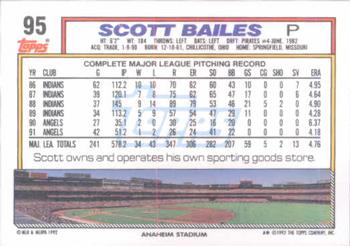 1992 Topps #95 Scott Bailes Back