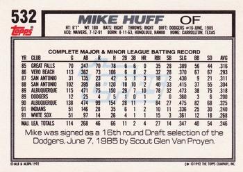 1992 Topps #532 Mike Huff Back