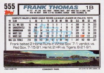 1992 Topps #555 Frank Thomas Back