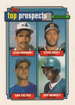1992 Topps #618 1992 Top Prospects Outfielders (Cesar Hernandez / Steve Hosey / Dan Peltier / Jeff McNeely) Front