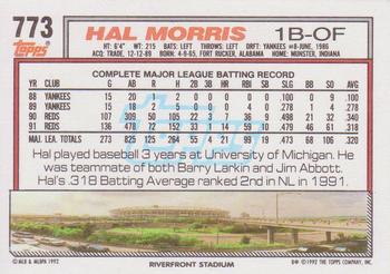 1992 Topps #773 Hal Morris Back