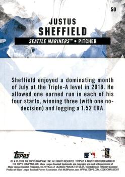 2019 Topps Fire #50 Justus Sheffield Back