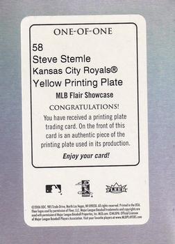 2006 Flair Showcase - Printing Plates Yellow #58 Steve Stemle Back