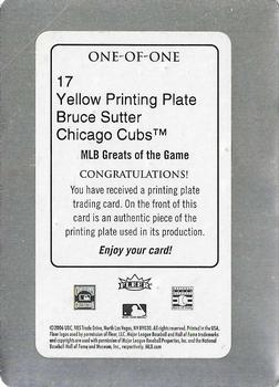 2006 Fleer Greats of the Game - Printing Plates Yellow #17 Bruce Sutter Back