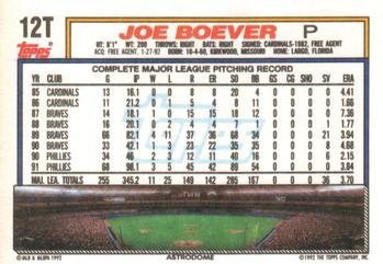 1992 Topps Traded #12T Joe Boever Back