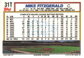 1992 Topps Traded #31T Mike Fitzgerald Back
