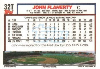 1992 Topps Traded #32T John Flaherty Back
