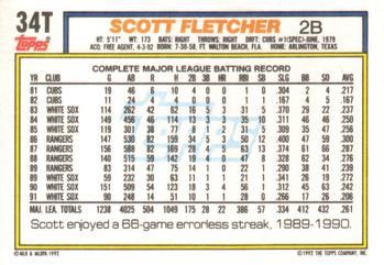 1992 Topps Traded #34T Scott Fletcher Back