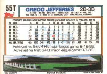 1992 Topps Traded #55T Gregg Jefferies Back
