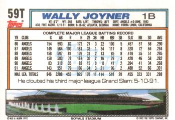1992 Topps Traded #59T Wally Joyner Back