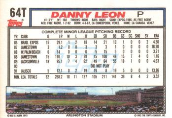 1992 Topps Traded #64T Danny Leon Back
