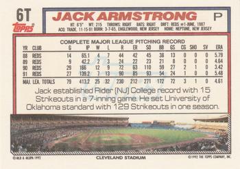 1992 Topps Traded #6T Jack Armstrong Back
