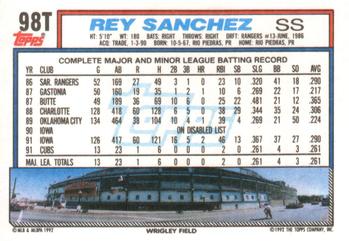 1992 Topps Traded #98T Rey Sanchez Back