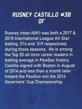 2019 Pawtucket Red Sox #NNO Rusney Castillo Back