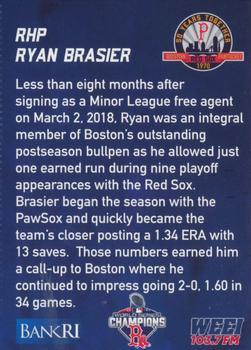 2019 BankRI/WEEI Pawtucket Red Sox World Series Champions Boston Red Sox #NNO Ryan Brasier Back