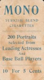 1911 Mono Cigarettes Baseball (T217) #NNO Len Burrell Back