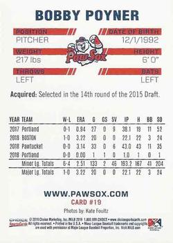2019 Choice Pawtucket Red Sox #19 Bobby Poyner Back