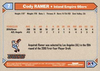 2017 Grandstand Inland Empire 66ers #NNO Cody Ramer Back