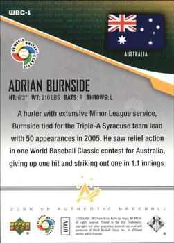 2006 SP Authentic - World Baseball Classic Future Watch #WBC-1 Adrian Burnside Back