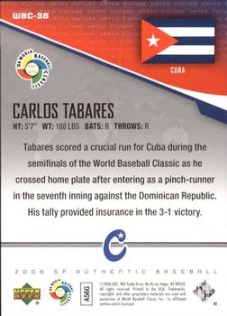 2006 SP Authentic - World Baseball Classic Future Watch #WBC-38 Carlos Tabares Back