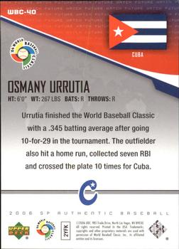 2006 SP Authentic - World Baseball Classic Future Watch #WBC-40 Osmany Urrutia Back