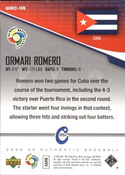 2006 SP Authentic - World Baseball Classic Future Watch #WBC-45 Ormari Romero Back