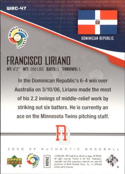 2006 SP Authentic - World Baseball Classic Future Watch #WBC-47 Francisco Liriano Back