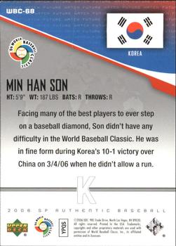 2006 SP Authentic - World Baseball Classic Future Watch #WBC-68 Min Han Son Back