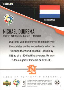 2006 SP Authentic - World Baseball Classic Future Watch #WBC-75 Michael Duursma Back