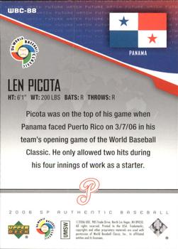 2006 SP Authentic - World Baseball Classic Future Watch #WBC-88 Len Picota Back
