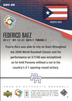 2006 SP Authentic - World Baseball Classic Future Watch #WBC-89 Federico Baez Back