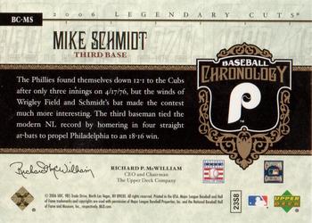 2006 SP Legendary Cuts - Baseball Chronology Platinum #BC-MS Mike Schmidt Back