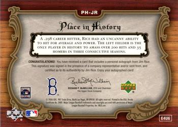 2006 SP Legendary Cuts - Place in History Signatures #PH-JR Jim Rice Back