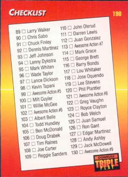 1992 Triple Play #198 Checklist: 89-176 Back