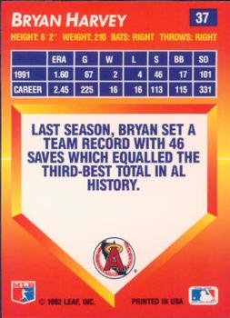1992 Triple Play #37 Bryan Harvey Back