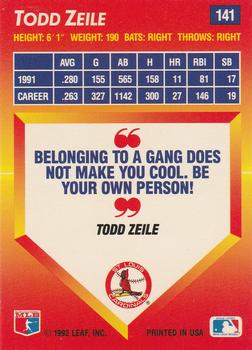 1992 Triple Play #141 Todd Zeile Back