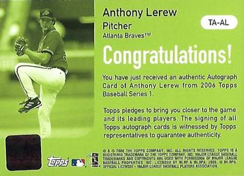 2006 Topps - Autographs #TA-AL Anthony Lerew Back