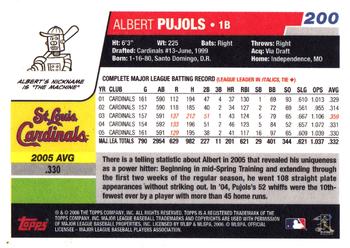 2006 Topps - Box Bottoms #200 Albert Pujols Back