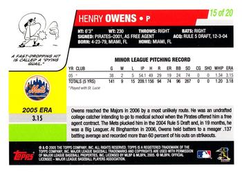 2006 Topps - Rookies #15 Henry Owens Back