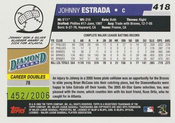 2006 Topps - Gold #418 Johnny Estrada Back