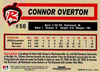 2019 Grandstand Richmond Flying Squirrels #NNO Connor Overton Back