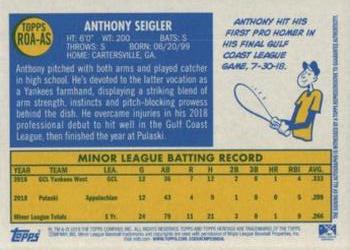 2019 Topps Heritage Minor League - Real One Autographs Player Name Color Change #ROA-AS Anthony Seigler Back