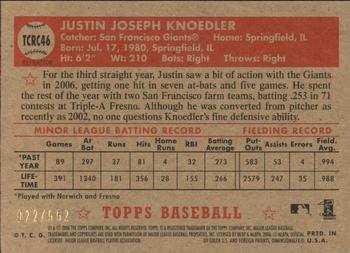 2006 Topps '52 Rookies - Chrome Refractors #TCRC46 Justin Knoedler Back