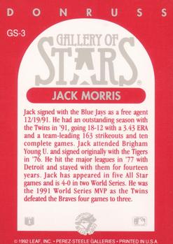 1992 Triple Play - Gallery of Stars #GS-3 Jack Morris Back