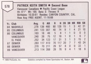 1989 ProCards Triple A #578 Keith Smith Back