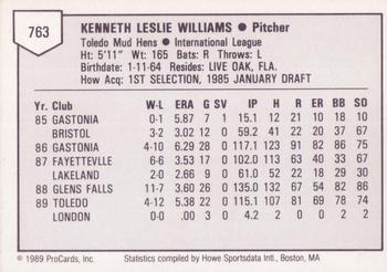 1989 ProCards Triple A #763 Kenny Williams Back