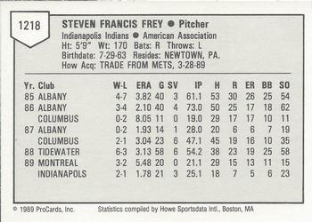 1989 ProCards Triple A #1218 Steve Frey Back