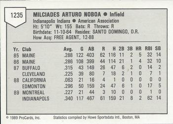 1989 ProCards Triple A #1235 Junior Noboa Back