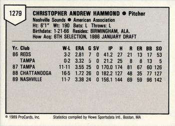 1989 ProCards Triple A #1279 Chris Hammond Back