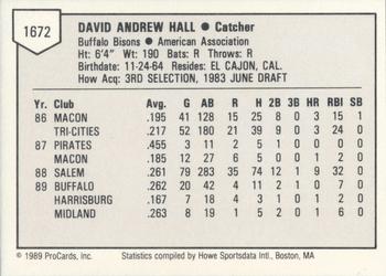 1989 ProCards Triple A #1672 Andy Hall Back